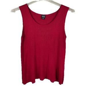 Eileen Fisher Linen Tank Top Sz Large Cherry Red Shell Career Minimalist Capsule